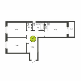 Квартира 74,7 м², 2-комнатная - изображение 1