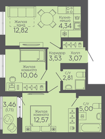Квартира 55,9 м², 2-комнатная - изображение 1