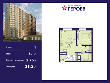 36 м², 1-комнатная квартира 6 770 000 ₽ - изображение 54