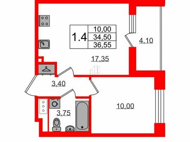 38,2 м², 1-комнатная квартира 7 500 000 ₽ - изображение 111