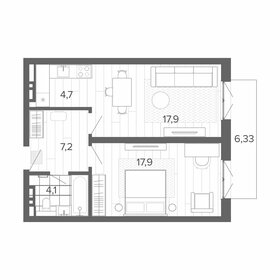 Квартира 53,7 м², 2-комнатная - изображение 1