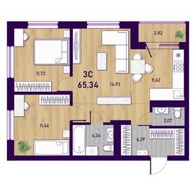 Квартира 65,3 м², 3-комнатная - изображение 1
