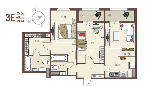 44 м², 2-комнатная квартира 50 000 ₽ в месяц - изображение 30