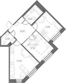 Квартира 56,8 м², студия - изображение 1