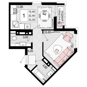 33 м², квартира-студия 7 200 000 ₽ - изображение 143