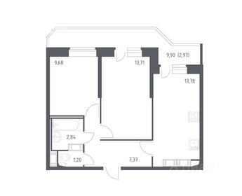 Квартира 51,3 м², 2-комнатная - изображение 1