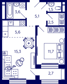 42,9 м², 1-комнатная квартира 7 600 176 ₽ - изображение 11