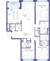 Квартира 121,1 м², 3-комнатная - изображение 1