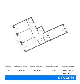 Квартира 79,2 м², 3-комнатная - изображение 1