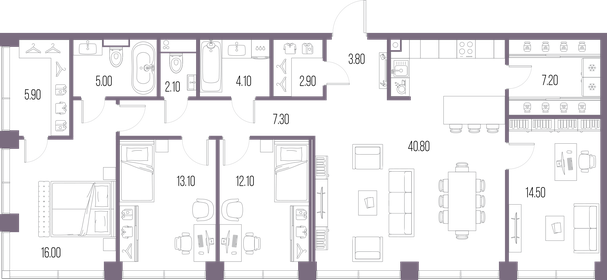 129 м², 4-комнатная квартира 61 000 000 ₽ - изображение 107