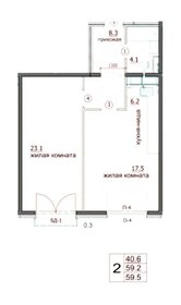 Квартира 59,5 м², 2-комнатная - изображение 2