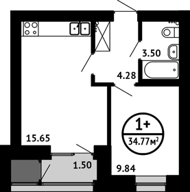 34,8 м², 1-комнатная квартира 4 695 300 ₽ - изображение 36