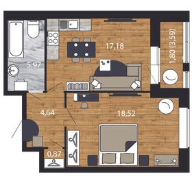 Квартира 49 м², 1-комнатная - изображение 1