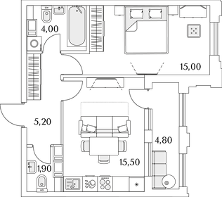 44 м², 1-комнатная квартира 10 550 930 ₽ - изображение 27
