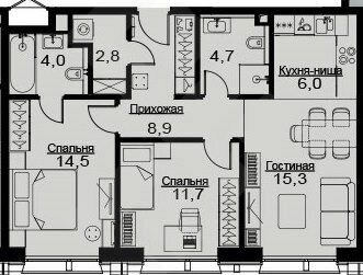 Квартира 67 м², 3-комнатные - изображение 1