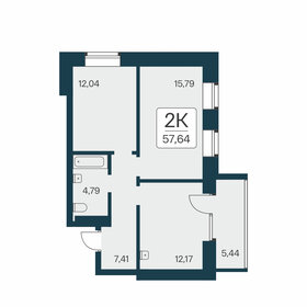 Квартира 57,6 м², 2-комнатная - изображение 1