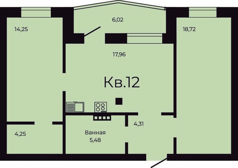 68 м², 2-комнатная квартира 6 933 960 ₽ - изображение 1