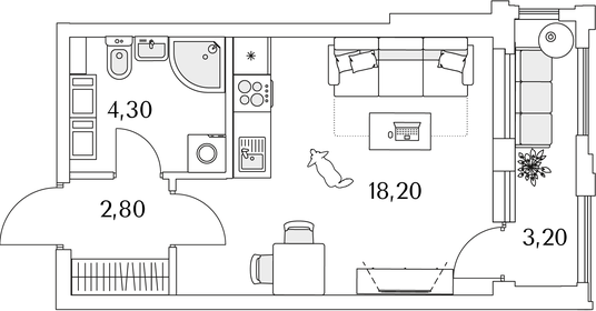26,9 м², квартира-студия 6 023 186 ₽ - изображение 15