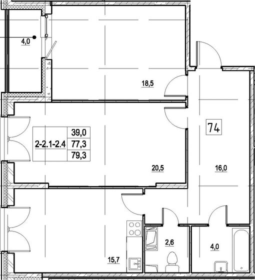 79,9 м², 2-комнатная квартира 19 040 000 ₽ - изображение 1