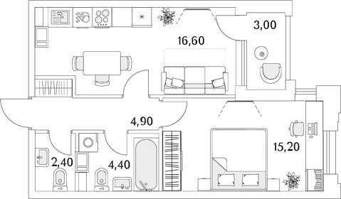 45,7 м², 1-комнатная квартира 8 800 000 ₽ - изображение 158