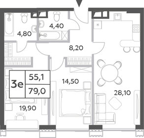 Квартира 79,9 м², 3-комнатная - изображение 1