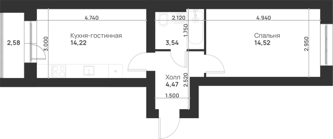 43 м², 1-комнатная квартира 4 100 000 ₽ - изображение 131