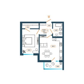 43,4 м², 1-комнатная квартира 5 000 000 ₽ - изображение 26