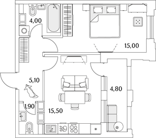 43,9 м², 1-комнатная квартира 10 513 597 ₽ - изображение 9