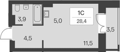 Квартира 29 м², студия - изображение 1