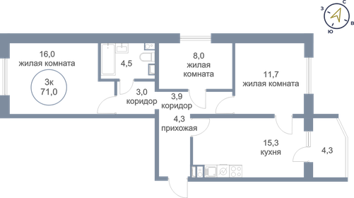 71,4 м², 3-комнатная квартира 8 100 000 ₽ - изображение 72