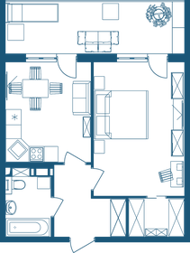 Квартира 59,8 м², 1-комнатные - изображение 2