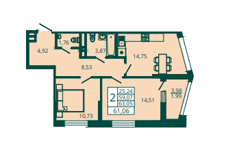 50,5 м², 2-комнатная квартира 8 000 000 ₽ - изображение 60