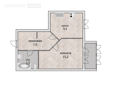 36,4 м², 1-комнатная квартира 3 500 000 ₽ - изображение 3