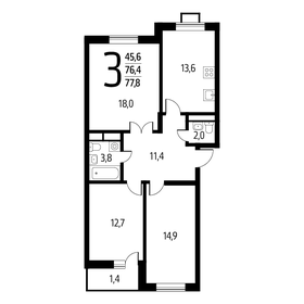 83,5 м², 3-комнатная квартира 16 299 000 ₽ - изображение 21