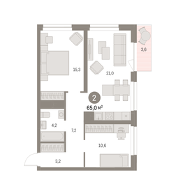 66 м², 2-комнатная квартира 12 930 000 ₽ - изображение 16