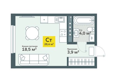 27,2 м², 1-комнатная квартира 3 550 000 ₽ - изображение 75