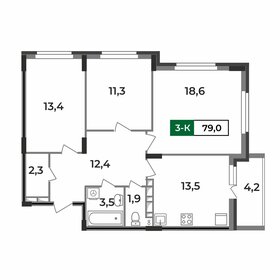 Квартира 79 м², 3-комнатная - изображение 1