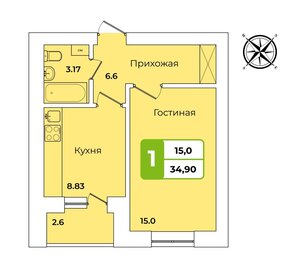 Квартира 35 м², 1-комнатная - изображение 5