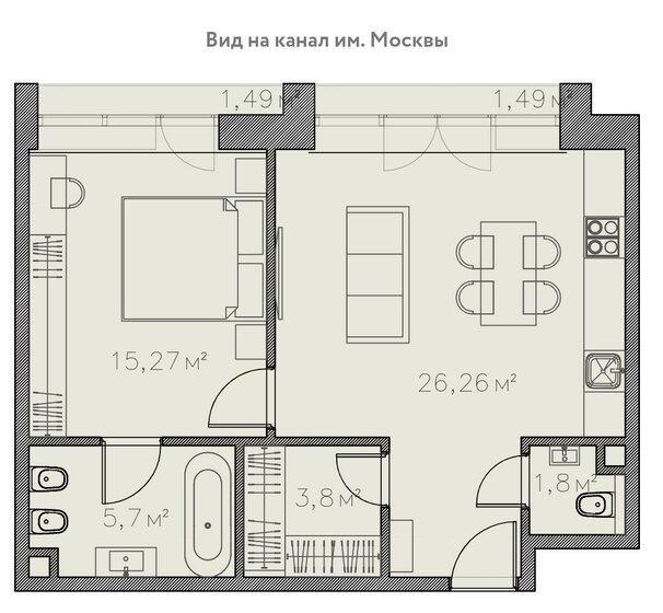 56 м², 2-комнатные апартаменты 24 900 000 ₽ - изображение 1