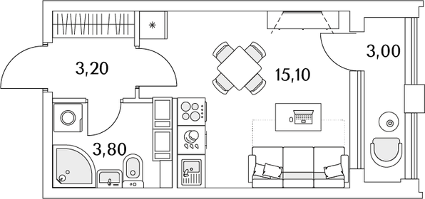 24 м², квартира-студия 4 800 000 ₽ - изображение 112