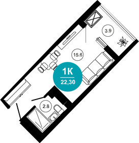 22,9 м², 1-комнатная квартира 21 526 000 ₽ - изображение 46