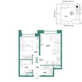 Квартира 37,1 м², 2-комнатная - изображение 1