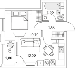 38 м², 1-комнатная квартира 6 950 000 ₽ - изображение 84