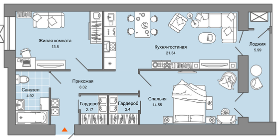 69 м², 3-комнатная квартира 7 373 522 ₽ - изображение 18