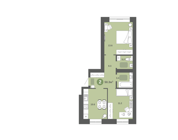 Квартира 50,3 м², 2-комнатная - изображение 1