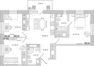 64,1 м², 3-комнатная квартира 12 434 807 ₽ - изображение 1