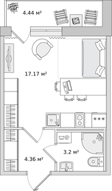 Квартира 24,5 м², студия - изображение 1