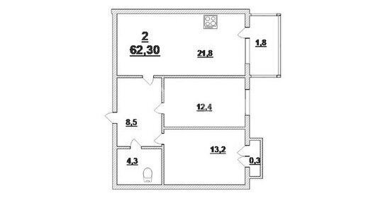 Квартира 62,3 м², 2-комнатная - изображение 1