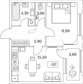 41,3 м², 1-комнатная квартира 8 626 232 ₽ - изображение 57