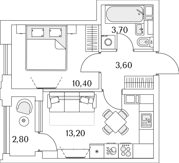 32,3 м², 1-комнатная квартира 9 347 987 ₽ - изображение 1